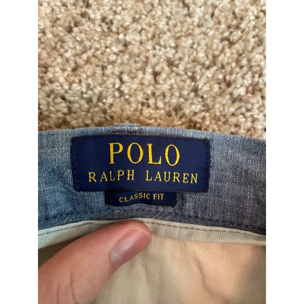Polo Ralph Lauren Mens Shorts 42 Blue Lightweight Chambray Flat Front Casual